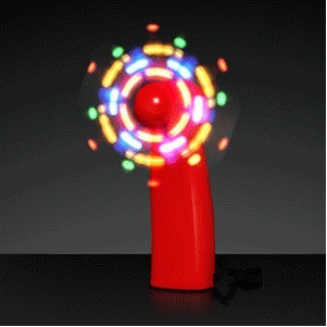 Light Up Promotional Mini Fans with Red Handles - BLANK